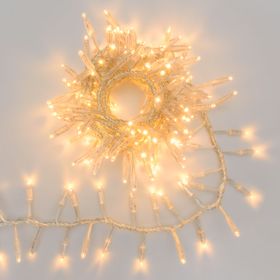 Guirlande festoon 4 m, 192 maxiled blanc chaud, câble transparent, prolongeable