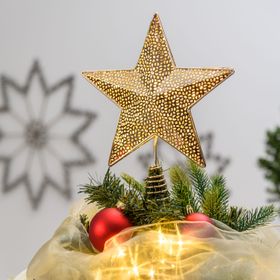 Cimier en forme d'étoile couleur champagne, led blanc chaud