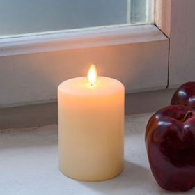 Bougie led en cire lisse ivoire avec mèche, h 10 cm