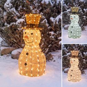 Pupazzo di Neve 3D Light Cream & Brown, h 70 cm, 160 Dual LED bianco extra caldo e bianco freddo