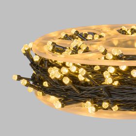 Catena 50 m, 500 led Diamante Bubble bianco caldo, cavo verde