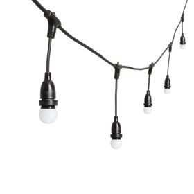5m Lichterkette, 8 hängende LED Globo Birnen aus Plastik 1,2 Watt Ø 45 mm, h 30 cm, erweiterbar