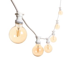 5m Lichterkette, 16 LED Globo Birnen 8 Watt Ø 95 mm, dimmbar, weißes Kabel, erweiterbar