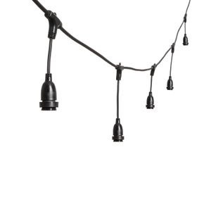 5m 8 Drops Black Festoon Cable, E27 Sockets, 30cm max height