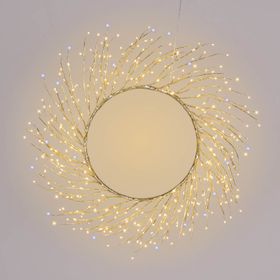 Champagne Wreath of Linden branches, Ø 75 cm, 350 warm white and cold white microLEDs, indoor