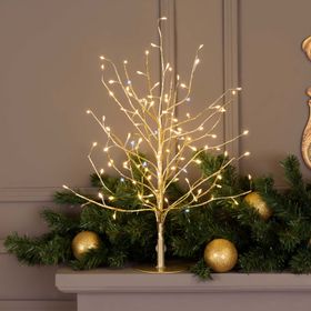 Árbol Tilo champagne h 0,45 m, 108 microled blanco cálido y blanco frío, uso interior