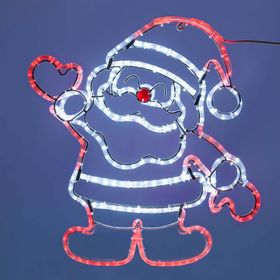 Papá Noel de manguera luminosa, h 65 cm, 283 led blanco frío y rojo