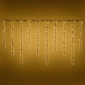 Cascade de lumière à 10 rubans, 1080 led blanc chaud, câble vert